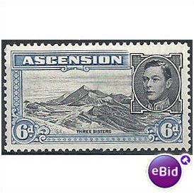 Ascension Island 1944 SG43a 6d Black & Blue Mtd Mint