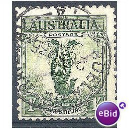 Australia 1932 SG140 1s Green Superb Lyrebird Fine Used.