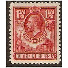 Northern Rhodesia KGV 1925 1½d Carmine Red Mounted Mint MM SG 3 Stamp giraffe
