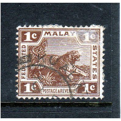 MALAYSIA 1919 SG 30 1c DEEP BROWN FINE USED