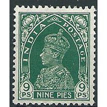 India 1937 SG249 9p Green Mounted Mint .. ..