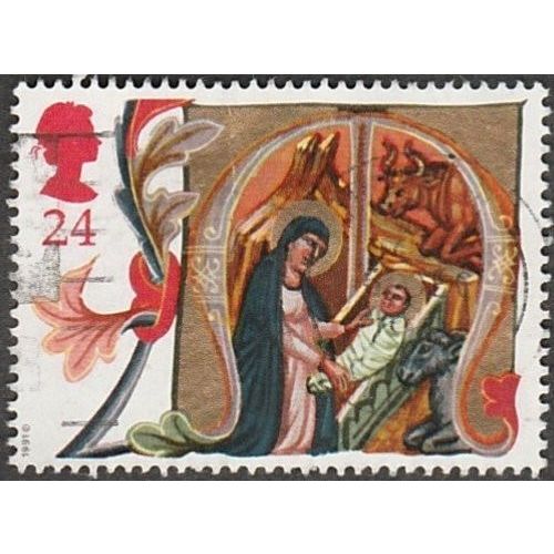1991 Christmas. Illuminated Manuscrits. 24p Value. Mary & Baby Jesus. F/Used