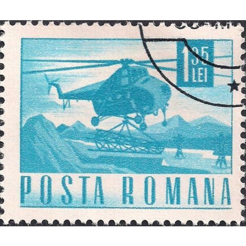 ROMANIA, AIR, Transport helicopter, blue 1968, 1.35Lei, #3