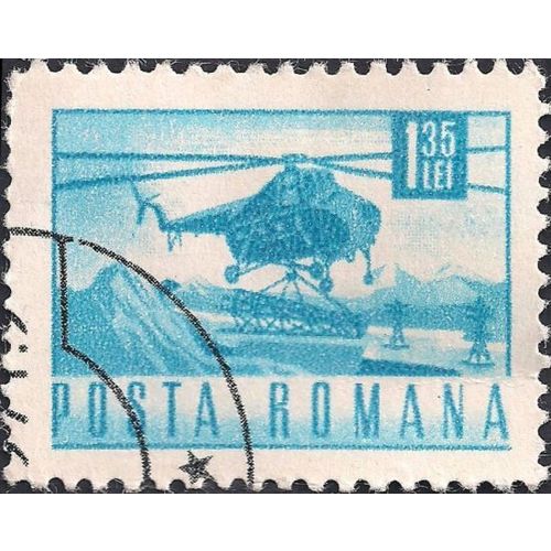 ROMANIA, AIR, Transport helicopter, blue 1971, 1.35Lei, #3