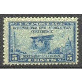 650 5c Globe and Airplane Just Clears MNH G0555