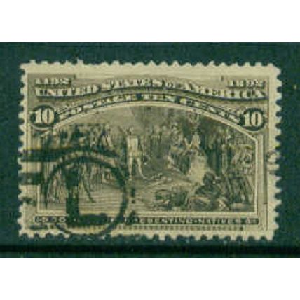 Used 237 10c Columbus Presenting Natives Fine I0087