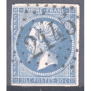 France 1853 - SG 51 - 20c blue Napoleon 111 - used 13