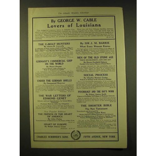 1918 Charles Scribner's Sons Ad - By George W. Cable Lovers of Louisiana