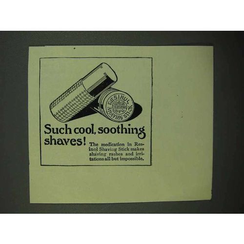 1920 Resinol Shaving Stick Ad - Cool, Soothing Shaves