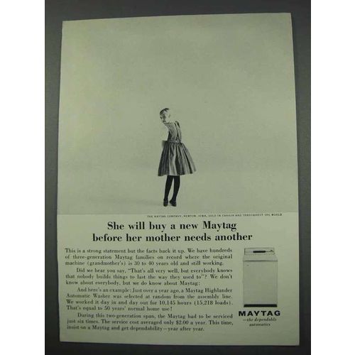 1961 Maytag Washer Ad - Whe Will Buy Before Mother