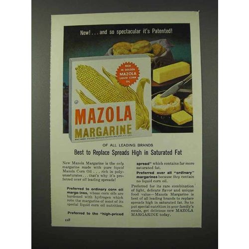 1961 Mazola Margarine Ad - Replace Spreads High in Fat