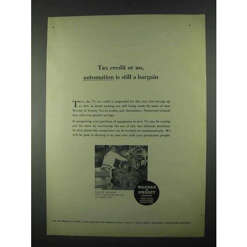1967 Warner & Swasey AC Automatic Turret Lathes Ad
