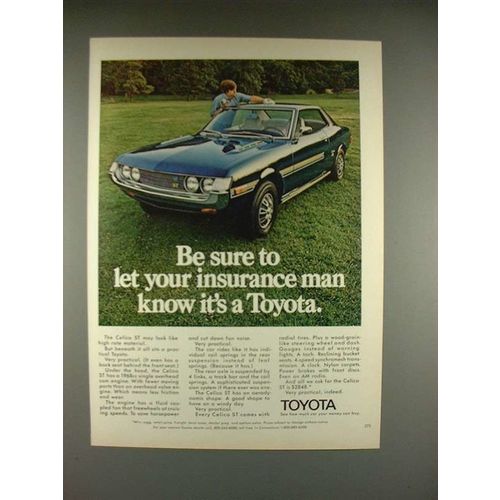 1972 Toyota Celica ST Car Ad - Let Insurance Know!