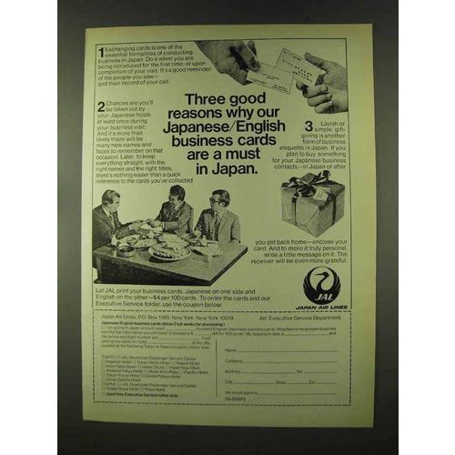 1973 JAL Japan Air Lines Ad - Three Good Reasons