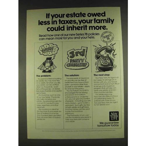 1978 New York Life Insurance Ad - Owed Less in Taxes