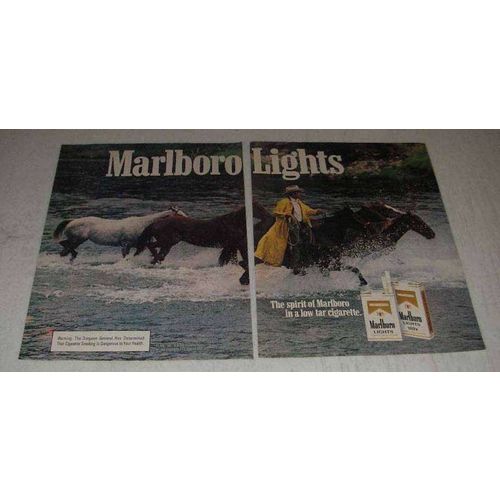 1982 2-page Marlboro Lights Cigarettes Ad - Cowboy