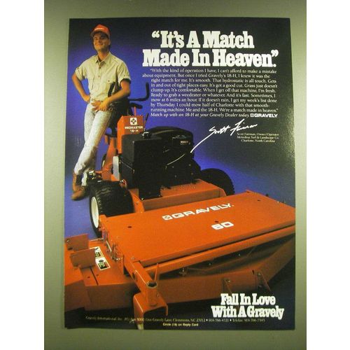 1990 Gravely 18-H Mower Ad - It's a match made in heaven