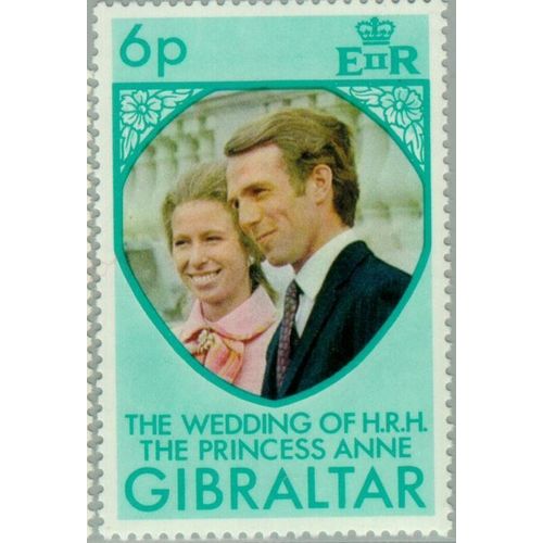 Gibraltar 1973 Royal Wedding 6p Princess Anne Unmounted Mint NHM SG 323 stamp