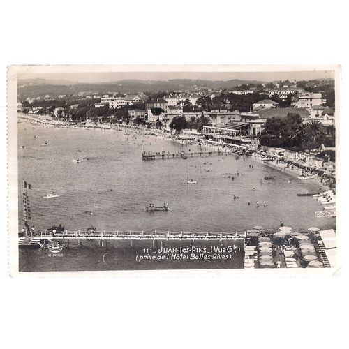 JUAN LES PINS, COTE D'AZUR, FRANCE used vintage postcard RP 1919? postmark =