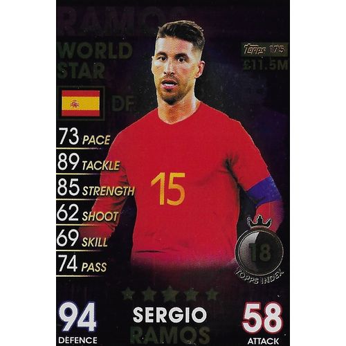 Match Attax - 101 (2019): World Stars (Mirror Foil) - Spain, Ramos (Sergio)