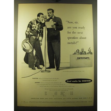 1950 American Iron and Steel Institute Ad - Now, sir are you ready for the next