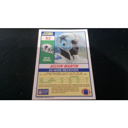 1990 Score Football Card # 082 Kelvin Martin Excellent-Mint (6) Dallas Cowboys