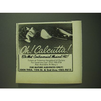 1969 Oh! Calcutta! Musical Ad - '69s most controversial musical