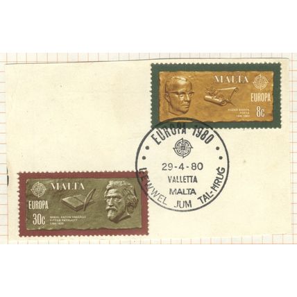 Malta 1980 - EUROPA Stamps - Famous People set x 2 on paper - used