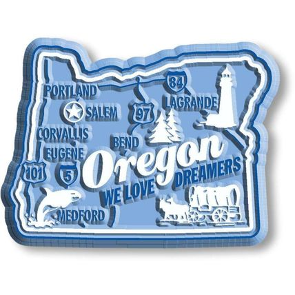 Oregon We Love Dreamers Premium State Map Fridge Magnet