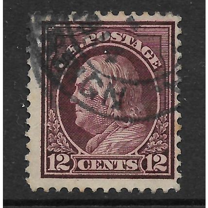 USA 1917 12c FRANKLIN CLARET BROWN SG 519 FINE USED#