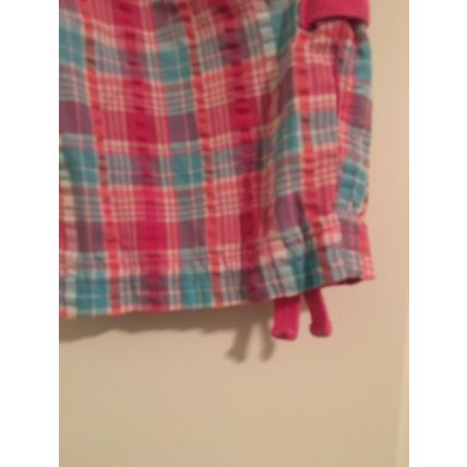 Bobbie Brooks Girls Pink & Blue Plaid Capri Pants Drawstring Size XS 4/5