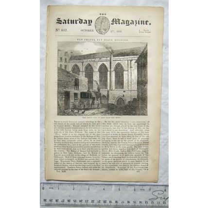 1838 The Saturday Magazine No. 402 Ely Place, mines Idria, oyster, parchment, &c
