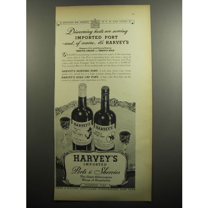 1951 Harvey's Ports & Sherries Ad - Discerning hosts are serving imported Port