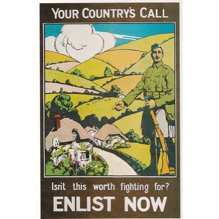 Your Countrys Call Enlist Now WW1 Army Recruitment Postcard