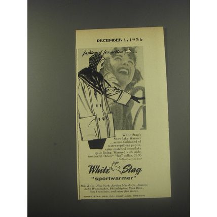 1956 White Stag Snowflake Warmer Coat Ad - fashioned for action