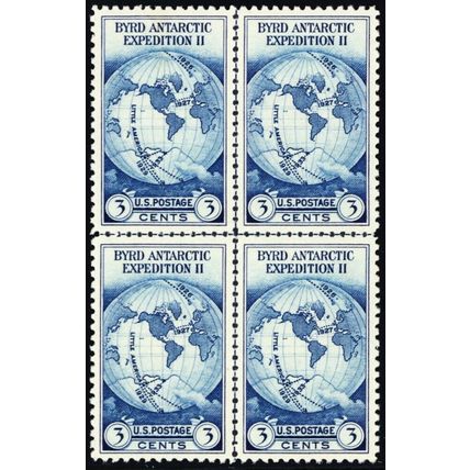 753, Unused XF 3¢ Byrd Center Line Block Of Four Stamps .. Stuart Katz