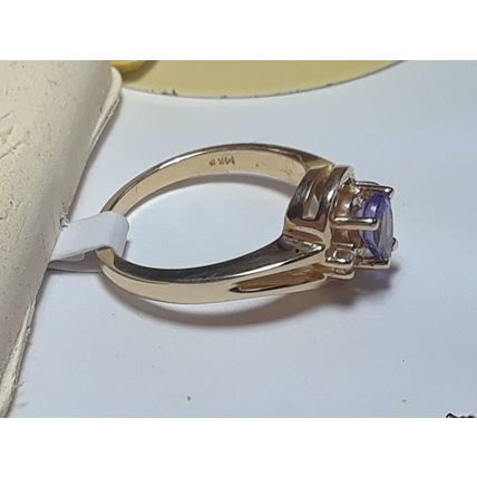 Estate .50ctw Natural Pear Cut Tanzanite & Diamond 14Kt Y/Gold swirl Ring #19466