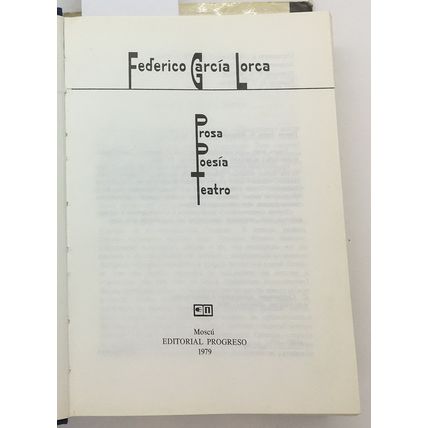 Prosa Poesia Tatro, Federico Garcia Lorca