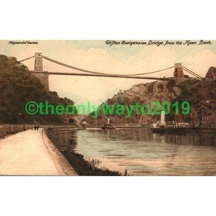 Clifton Suspension Bridge from River Bank, Bristol, Haywards Postcard