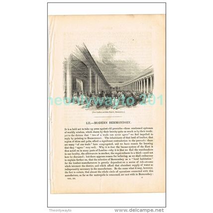 LEATHER AND SKIN MARKET, BERMONDSEY, ENGLAND, BOOK ILLUSTRATION/PRINT, 1842