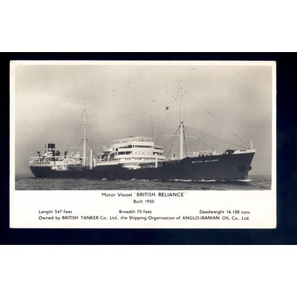 TA0825 - British Tanker Co Oil Tanker - British Reliance - built 1950 - postcard