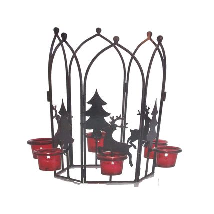 Vintage Christmas Wonder Sleigh Ride 6 Votive Carousel Glass Candle Holders