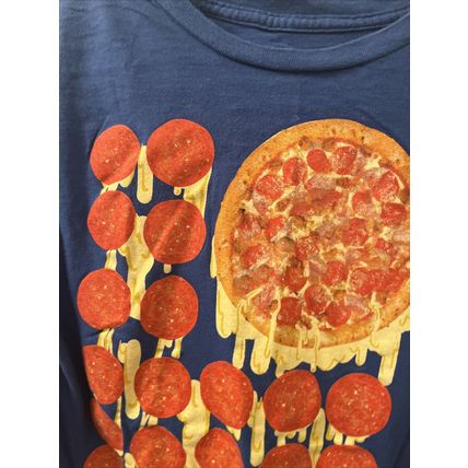 IsaacMorris Boys Short Sleeve T-Shirt Pizza Theme Size M Blue