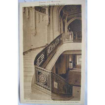 1930 postcard Calais Town Hall, Stairs of Honour