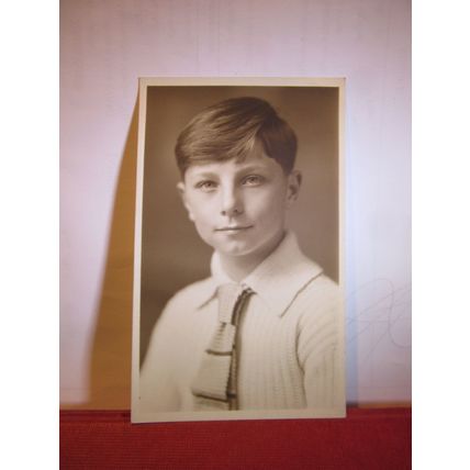 ELEVEN YEAR OLD LAD, portrait photograph postcard by C Farmer, Barry Dock 1924=