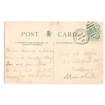 Postcard Menai Bridges Postmark LLANDUDNO B47 Duplex JY 14 1906