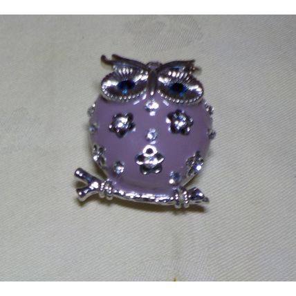 Beautiful Silver-Lilac Owl Pendant (4cm x 3cm x 1.5cm)