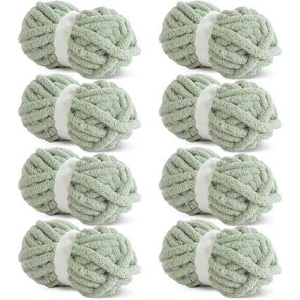 Hombys Sage Green Chunky Chenille Yarn for Crocheting and Knitting, Super Bulky