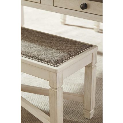 Signature Design by Ashley Bolanburg French Country Upholstered Dining Room Benc