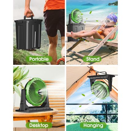 Ausic Portable Misting Fan - 9L Bucket, 10-Inch Outdoor Fans for Patios/Camping/
